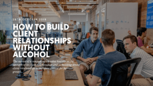 3 people in office, building client relationships